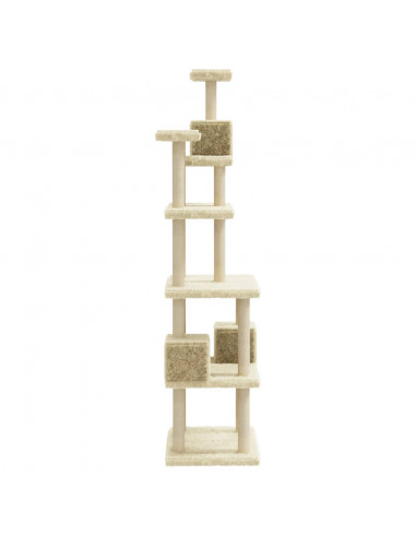 Albero per Gatti con Tiragraffi in Sisal Crema 188 cm