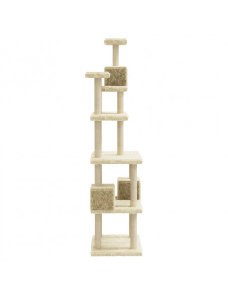 Albero per Gatti con Tiragraffi in Sisal Crema 188 cm