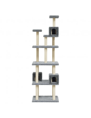 Albero per Gatti con Tiragraffi in Sisal Grigio Chiaro 188 cm