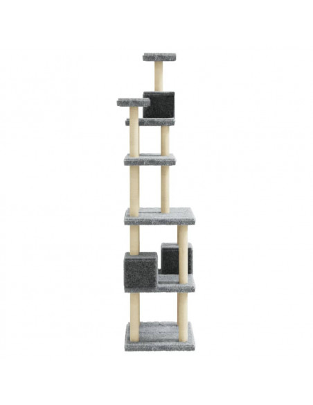 Albero per Gatti con Tiragraffi in Sisal Grigio Chiaro 188 cm