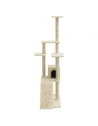 Albero per Gatti con Tiragraffi in Sisal Crema 155 cm