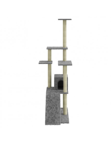 Albero per Gatti con Tiragraffi in Sisal Grigio Chiaro 155 cm