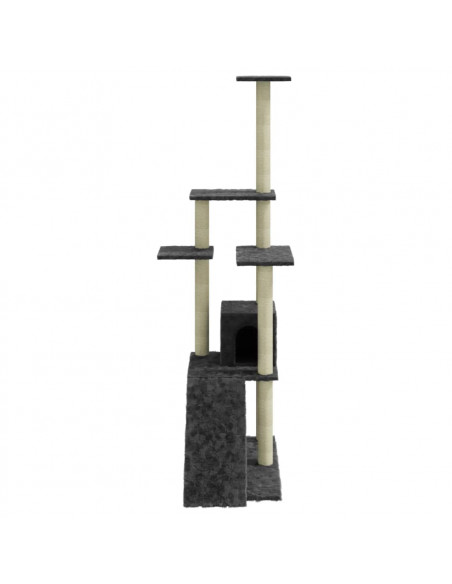 Albero per Gatti con Tiragraffi in Sisal Grigio Scuro 155 cm