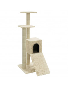 Albero per Gatti con Tiragraffi in Sisal Crema 92 cm 2