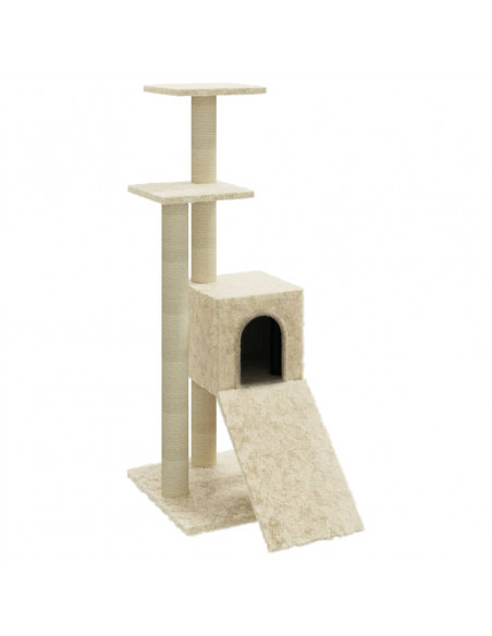 Albero per Gatti con Tiragraffi in Sisal Crema 92 cm