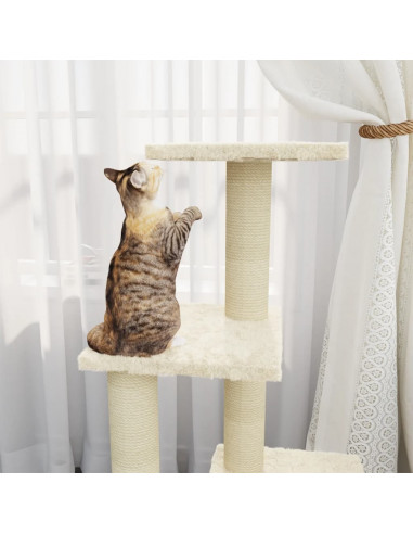 Albero per Gatti con Tiragraffi in Sisal Crema 92 cm