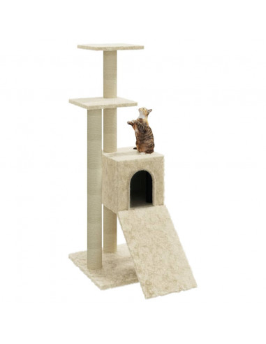 Albero per Gatti con Tiragraffi in Sisal Crema 92 cm