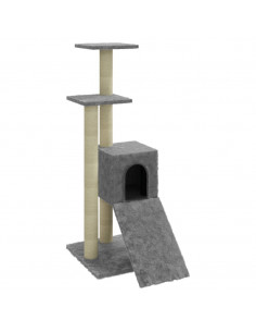 Albero per Gatti con Tiragraffi in Sisal Grigio Chiaro 92 cm 2