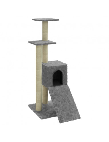 Albero per Gatti con Tiragraffi in Sisal Grigio Chiaro 92 cm