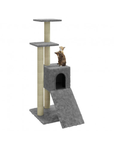 Albero per Gatti con Tiragraffi in Sisal Grigio Chiaro 92 cm