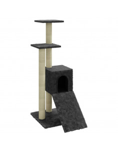 Albero per Gatti con Tiragraffi in Sisal Grigio Scuro 92 cm 2