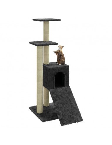 Albero per Gatti con Tiragraffi in Sisal Grigio Scuro 92 cm