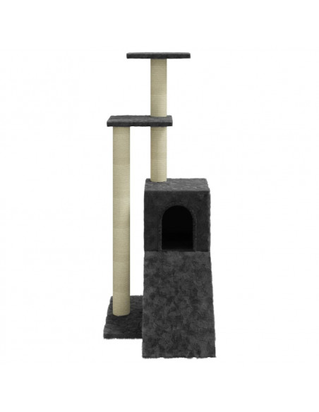 Albero per Gatti con Tiragraffi in Sisal Grigio Scuro 92 cm