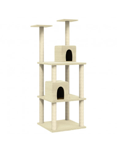 Albero per Gatti con Tiragraffi in Sisal Crema 141 cm