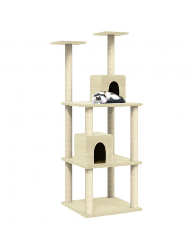 Albero per Gatti con Tiragraffi in Sisal Crema 141 cm