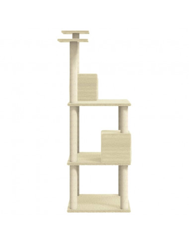 Albero per Gatti con Tiragraffi in Sisal Crema 141 cm
