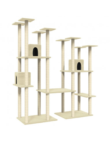 Albero per Gatti con Tiragraffi in Sisal Crema 174 cm
