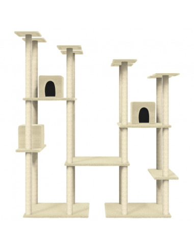 Albero per Gatti con Tiragraffi in Sisal Crema 174 cm