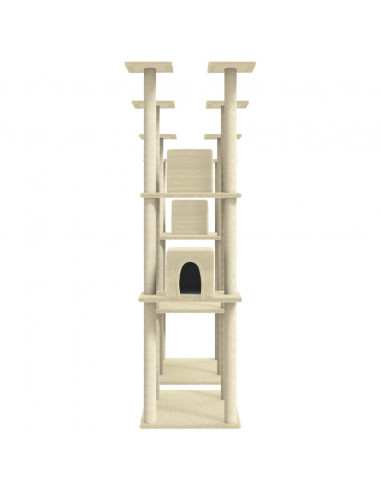 Albero per Gatti con Tiragraffi in Sisal Crema 174 cm