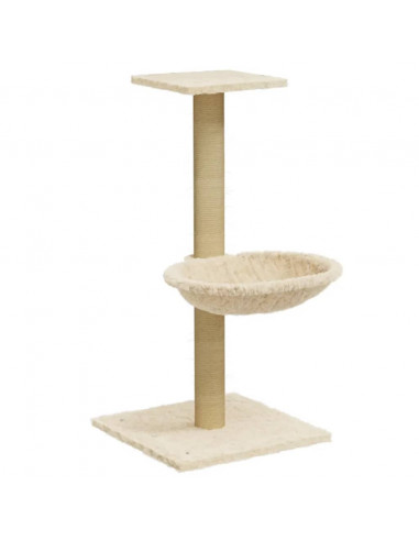 Albero per Gatti con Palo Tiragraffi in Sisal Crema 74 cm