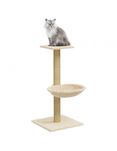 Albero per Gatti con Palo Tiragraffi in Sisal Crema 74 cm