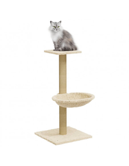 Albero per Gatti con Palo Tiragraffi in Sisal Crema 74 cm