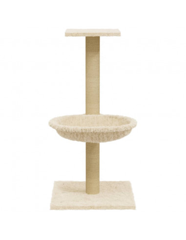 Albero per Gatti con Palo Tiragraffi in Sisal Crema 74 cm