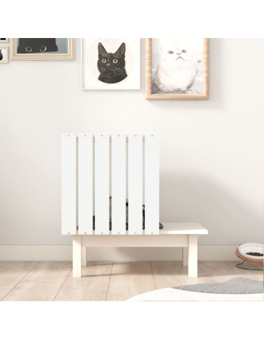 Casetta per Gatti Bianca 60x36x60 cm in Legno Massello di Pino