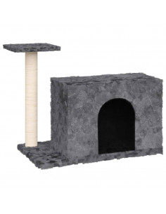 Albero per Gatti con Tiragraffi in Sisal Grigio Scuro 51 cm 2