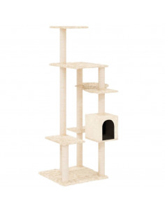 Albero per Gatti con Tiragraffi in Sisal Crema 142 cm 2