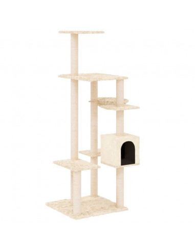 Albero per Gatti con Tiragraffi in Sisal Crema 142 cm