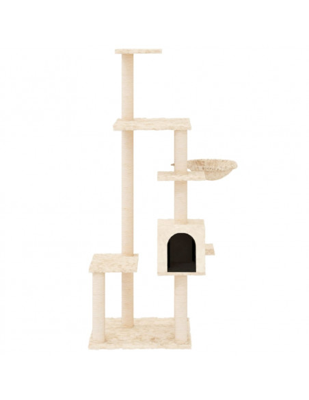 Albero per Gatti con Tiragraffi in Sisal Crema 142 cm