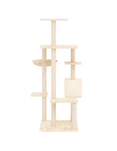 Albero per Gatti con Tiragraffi in Sisal Crema 142 cm