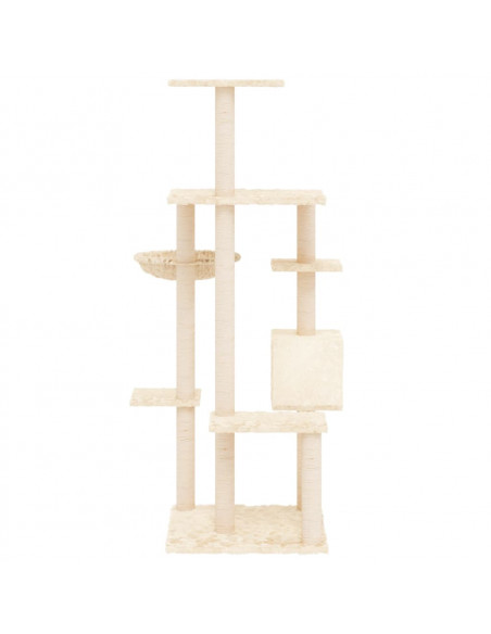 Albero per Gatti con Tiragraffi in Sisal Crema 142 cm