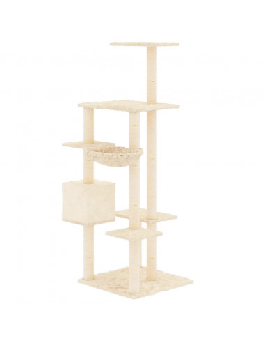 Albero per Gatti con Tiragraffi in Sisal Crema 142 cm
