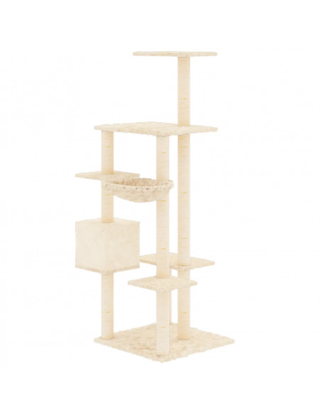 Albero per Gatti con Tiragraffi in Sisal Crema 142 cm