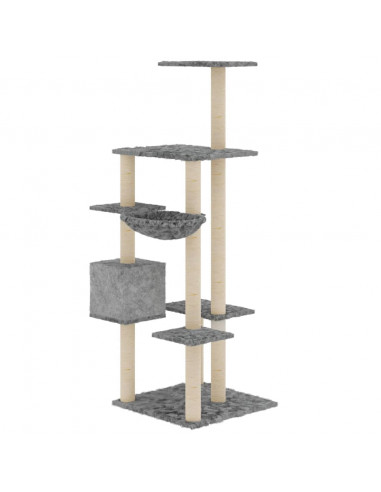 Albero per Gatti con Tiragraffi in Sisal Grigio Chiaro 142 cm
