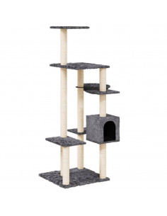 Albero per Gatti con Tiragraffi in Sisal Grigio Scuro 142 cm 2