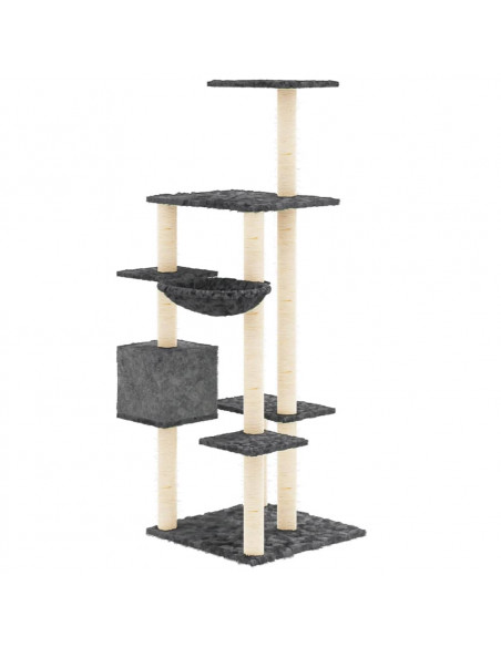 Albero per Gatti con Tiragraffi in Sisal Grigio Scuro 142 cm