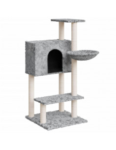 Albero per Gatti con Tiragraffi in Sisal Grigio Chiaro 108,5 cm 2
