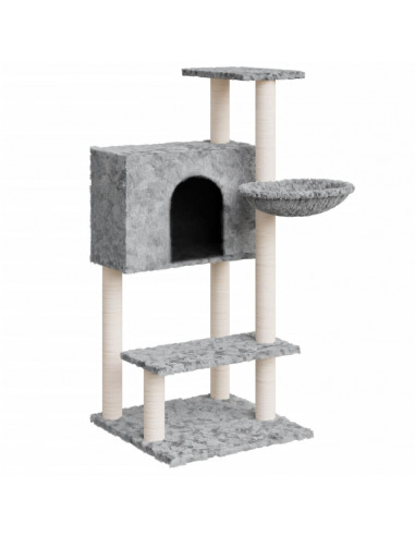 Albero per Gatti con Tiragraffi in Sisal Grigio Chiaro 108,5 cm