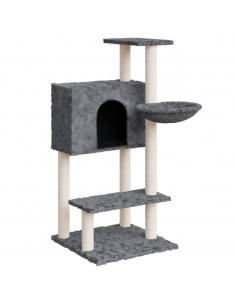 Albero per Gatti con Tiragraffi in Sisal Grigio Scuro 108,5 cm 2