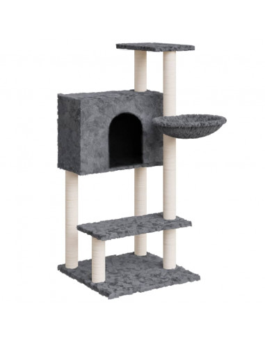 Albero per Gatti con Tiragraffi in Sisal Grigio Scuro 108,5 cm