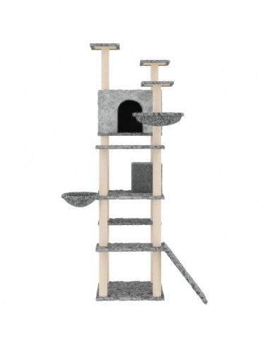Albero per Gatti con Tiragraffi in Sisal Grigio Chiaro 191 cm
