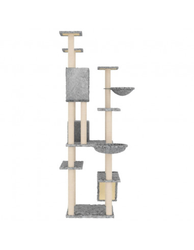 Albero per Gatti con Tiragraffi in Sisal Grigio Chiaro 191 cm