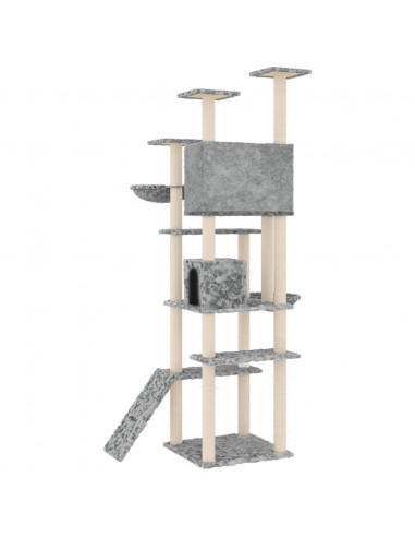 Albero per Gatti con Tiragraffi in Sisal Grigio Chiaro 191 cm