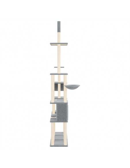 Albero per Gatti con Tiragraffi in Sisal Grigio Chiaro 279 cm