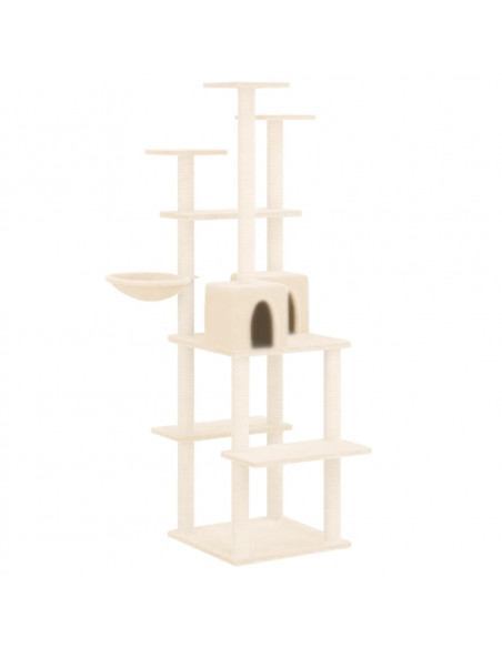 Albero per Gatti con Tiragraffi in Sisal Crema 167 cm
