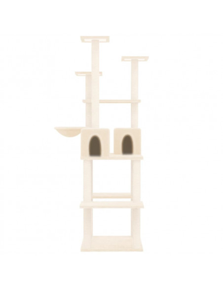 Albero per Gatti con Tiragraffi in Sisal Crema 167 cm
