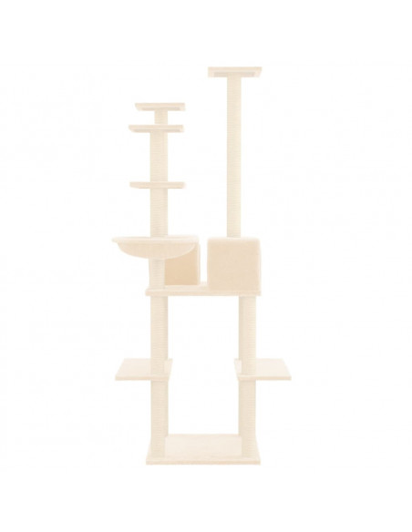 Albero per Gatti con Tiragraffi in Sisal Crema 167 cm